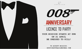 Capital Club Dubai to celebrate 8th Birthday with James Bond themed party