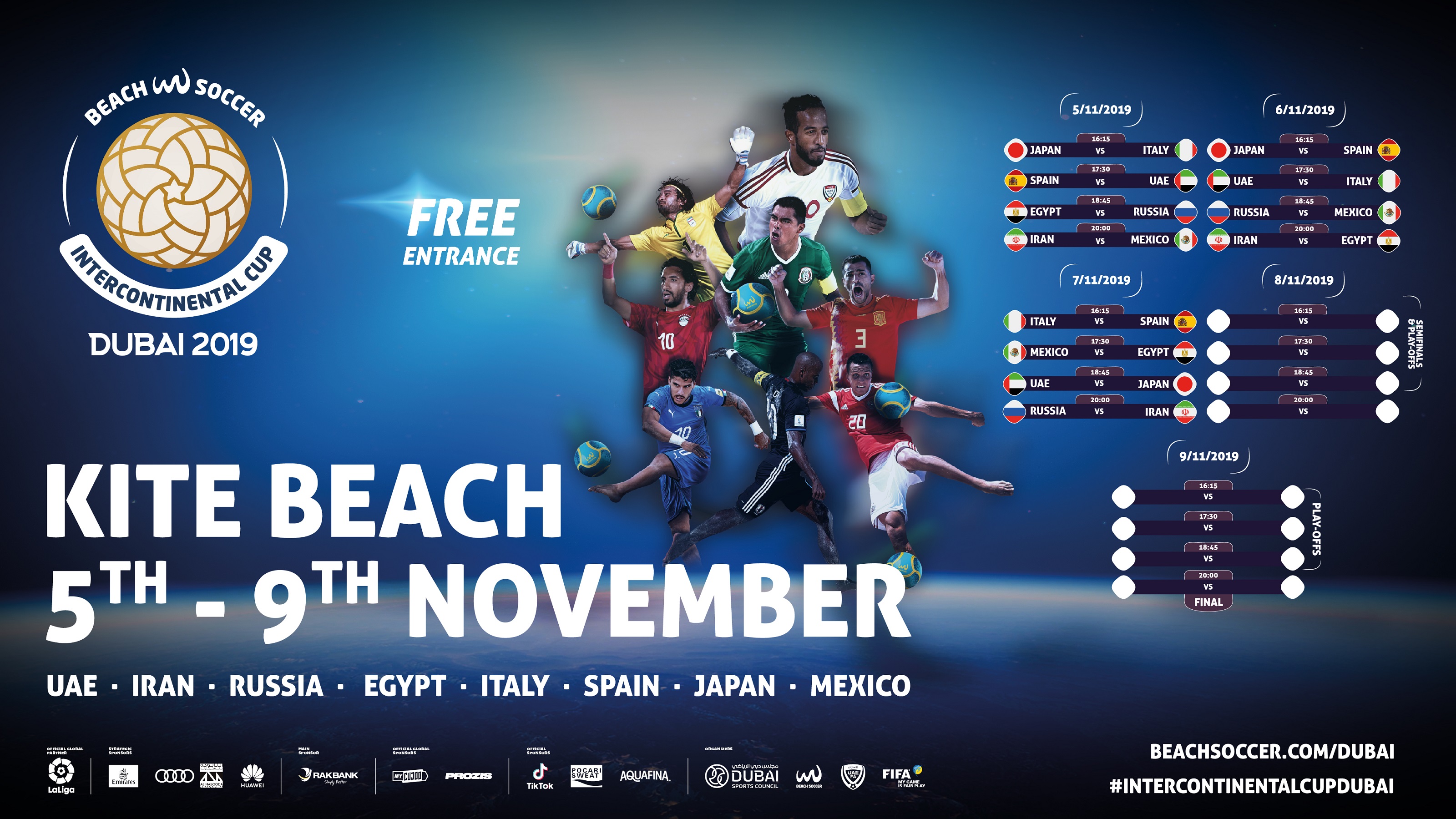 The Intercontinental Beach Soccer Cup lands in Dubai’s Kite beach between 5th and 9th of November